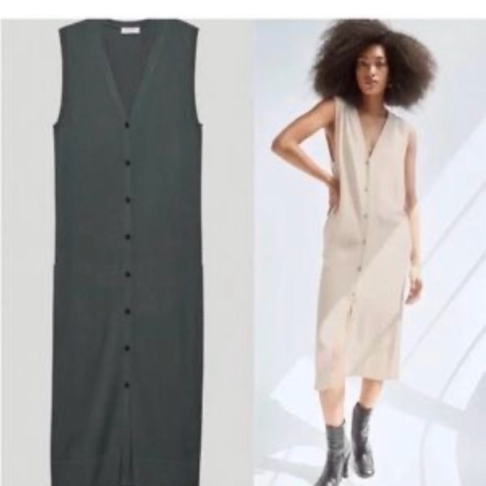 Aritzia Babaton sleeveless button-up Knit midi dress in sage green